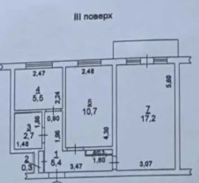 2к 42,9 м² на Черемушках під ремонт, 35 000 $, нові вікна