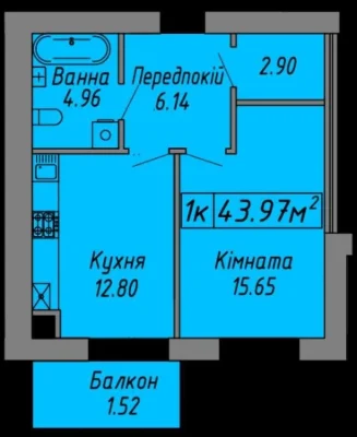 Продам однокімнатну квартиру з балконом в ЖК Скандинавія ЦЕН