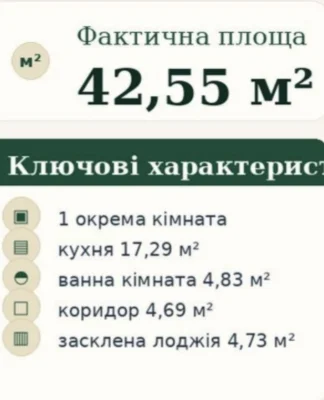 ЖК Варшавський 4. Продаж однокімнатної квартири 42,55 м.кв з