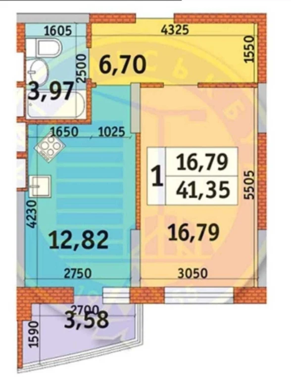 1-room apartment for sale, 41.7 m², Kadetskyi Hay street, 10