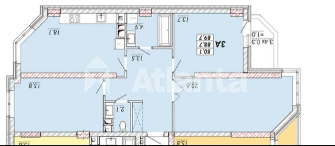 ЖК Реал Парк /3к. / 89.7 м²