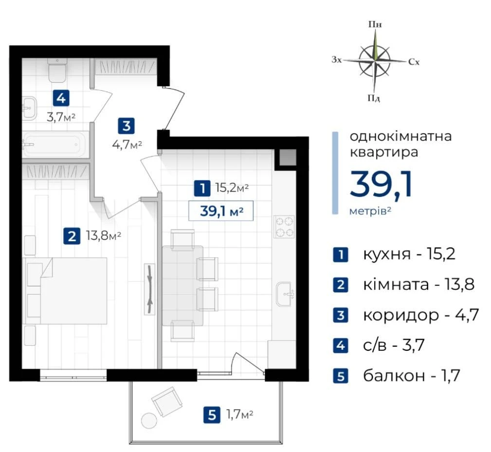 Продам 1 кім квартиру поблизу маг. Велмарт