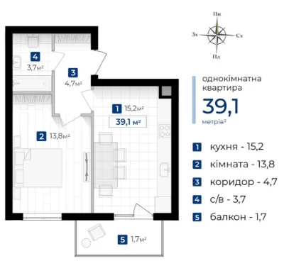 Продам 1 кім квартиру поблизу маг. Велмарт