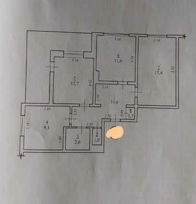 Sale of a 3-bedroom apartment on Akademika Kora Street, Tairava.