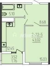 1-кімнатна квартира 43 м² у Одесса