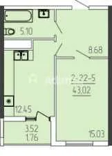 1-кімнатна квартира 43 м² у Одесса