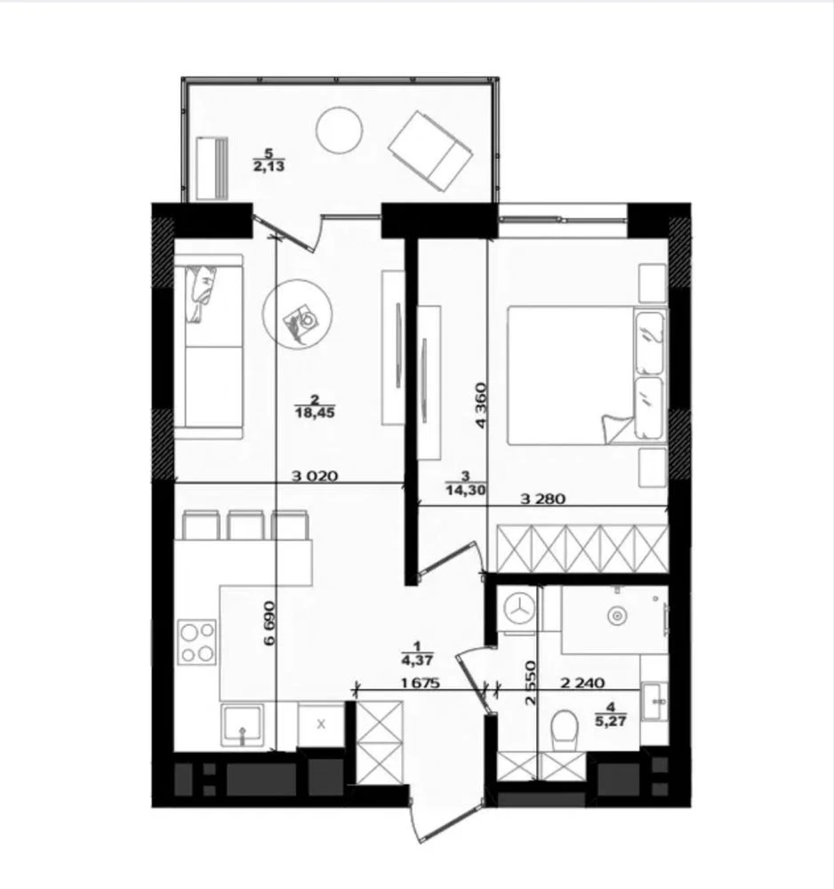 Продаж 1-кім. квартири, 44,5 м² в ЖК Felicity. Вул. Мікльоша, 33