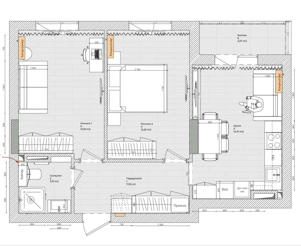 2-кімнатна квартира 54,6 м², 8/8, Тодося Осьмачки, 58-А