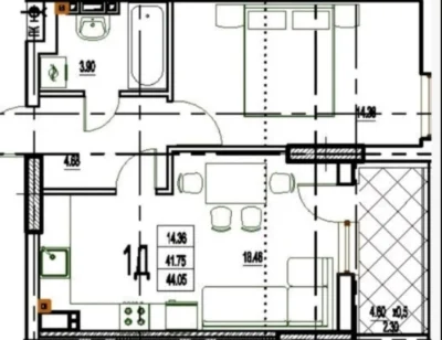 One-bedroom apartment for sale in the Derby residential complex. Price is lower than in