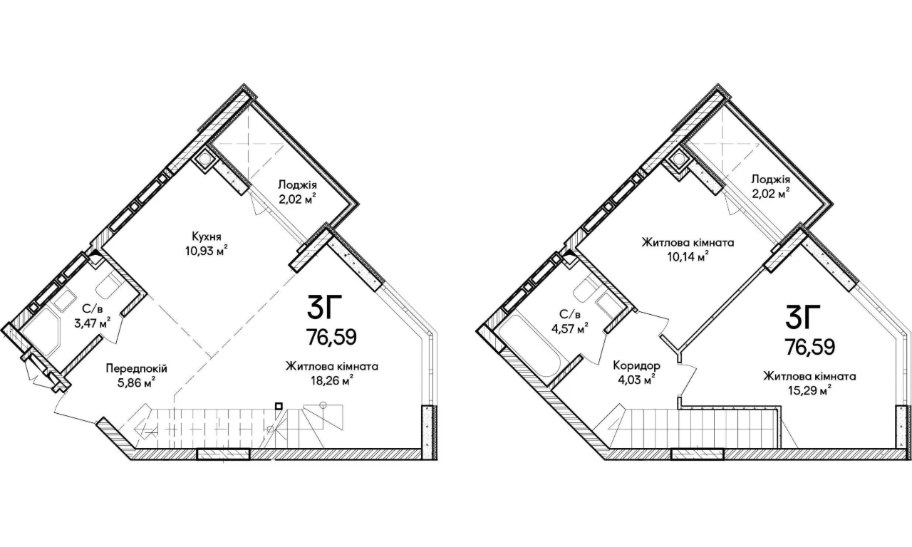 Трикімнатна квартира 79,5 м² в Ірпені: два поверхи, зданий