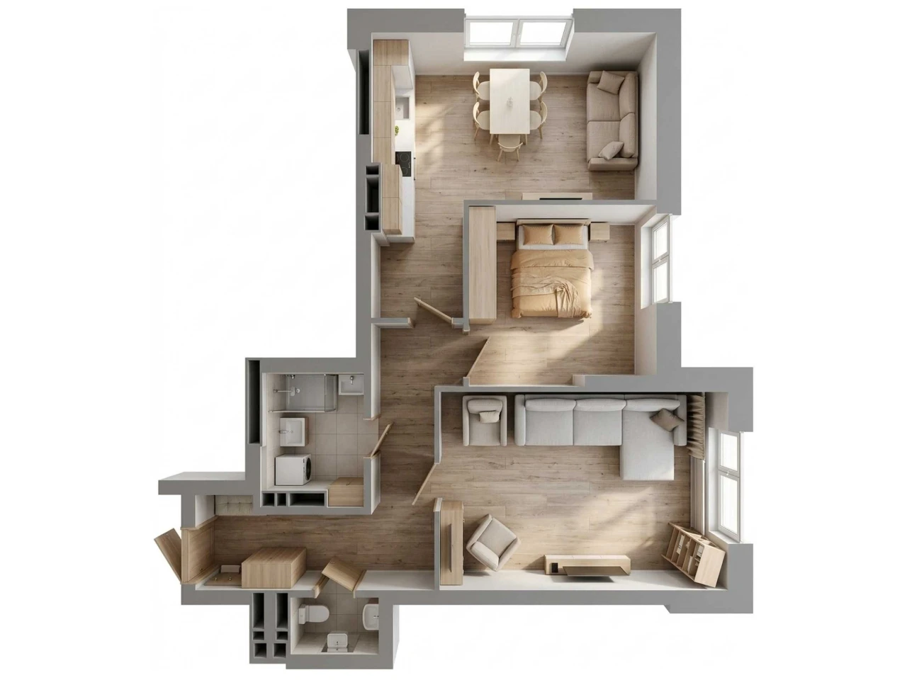 Двокімнатна квартира 60 м² на Позняках, кухня 17 м², від заб