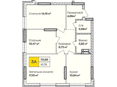 Three-bedroom apartment 70.7 sq m in Poznizky, basement and own boiler