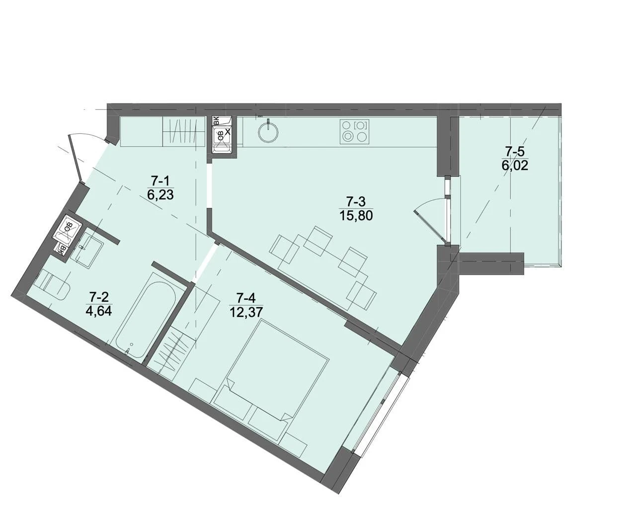 Sale of a 1-room apartment in the "Fruktova Leya" residential complex without commission!