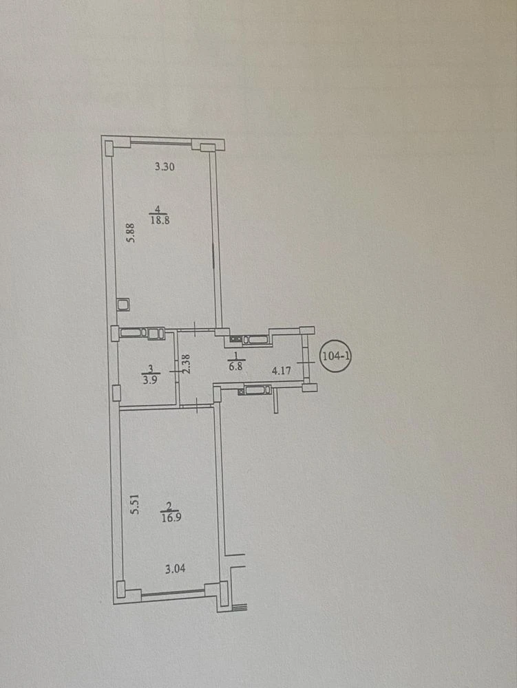 Продается 1-комнатная квартира 46,4 м² без ремонта, газовый отопление