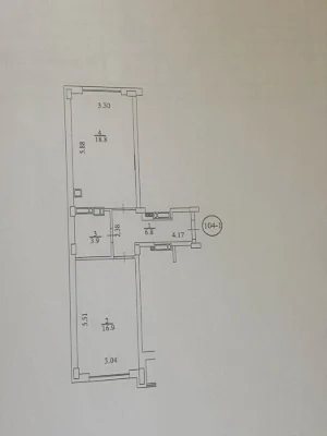 Продается 1-комнатная квартира 46,4 м² без ремонта, газовый отопление