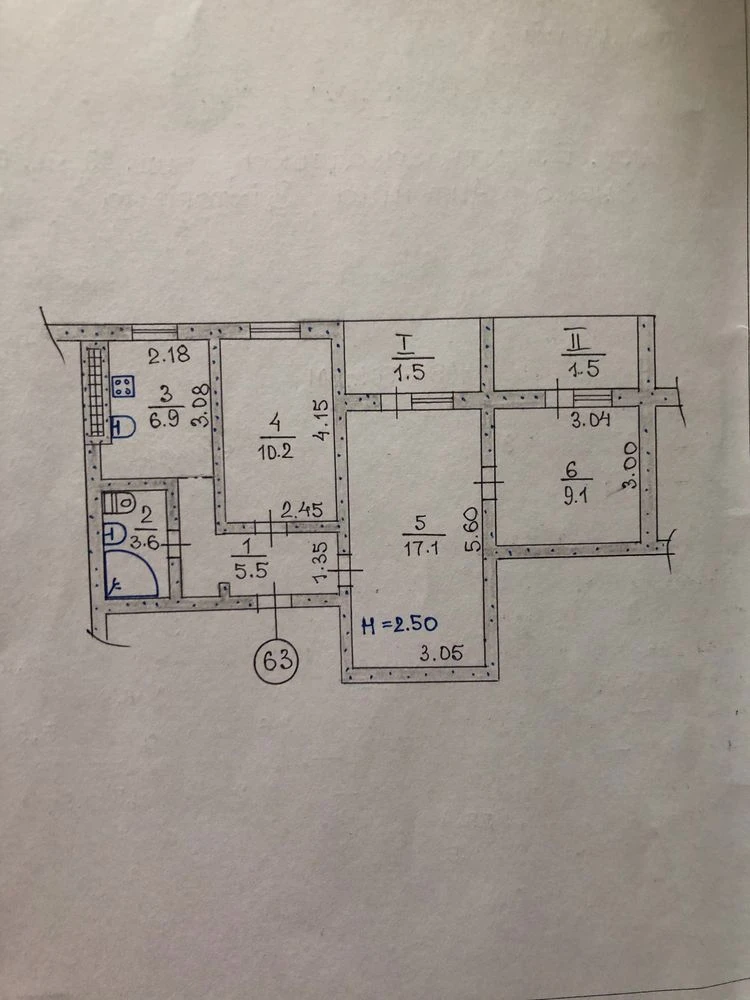 Продається 3-кімнатна квартира, 55,4 м², мкр Зарічний, Кривий Ріг