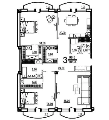 3-room apartment in a club house Biarritz!! Without commission!