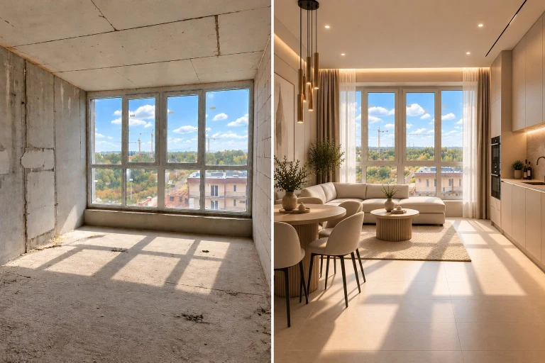 Create your dream interior. Sale of a 3-room apartment ready