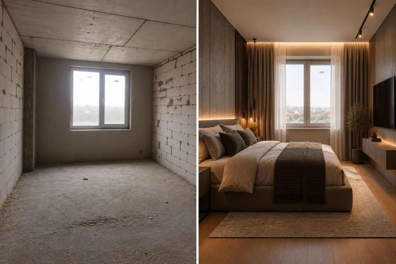 Create your dream interior. Sale of a 3-room apartment ready