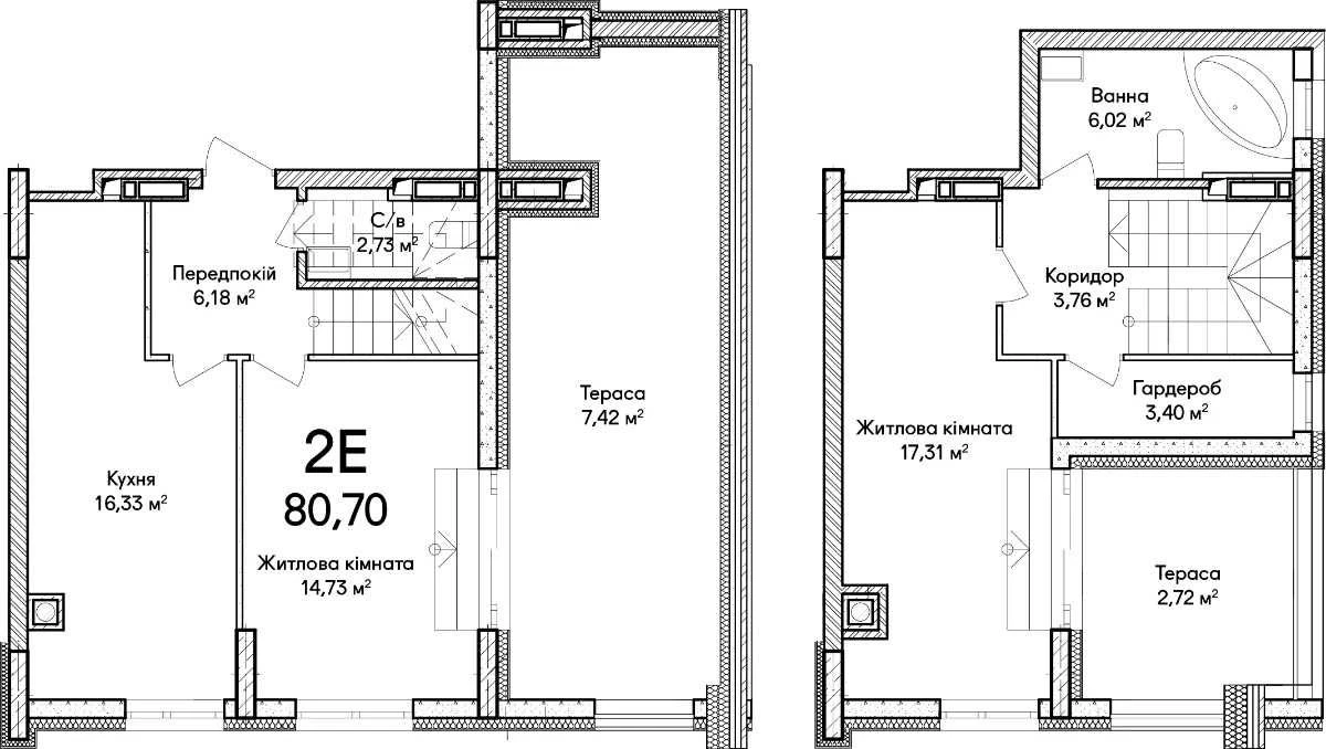 Двокімнатна квартира 81 м² в Ірпені — знижка 1 % працівникам