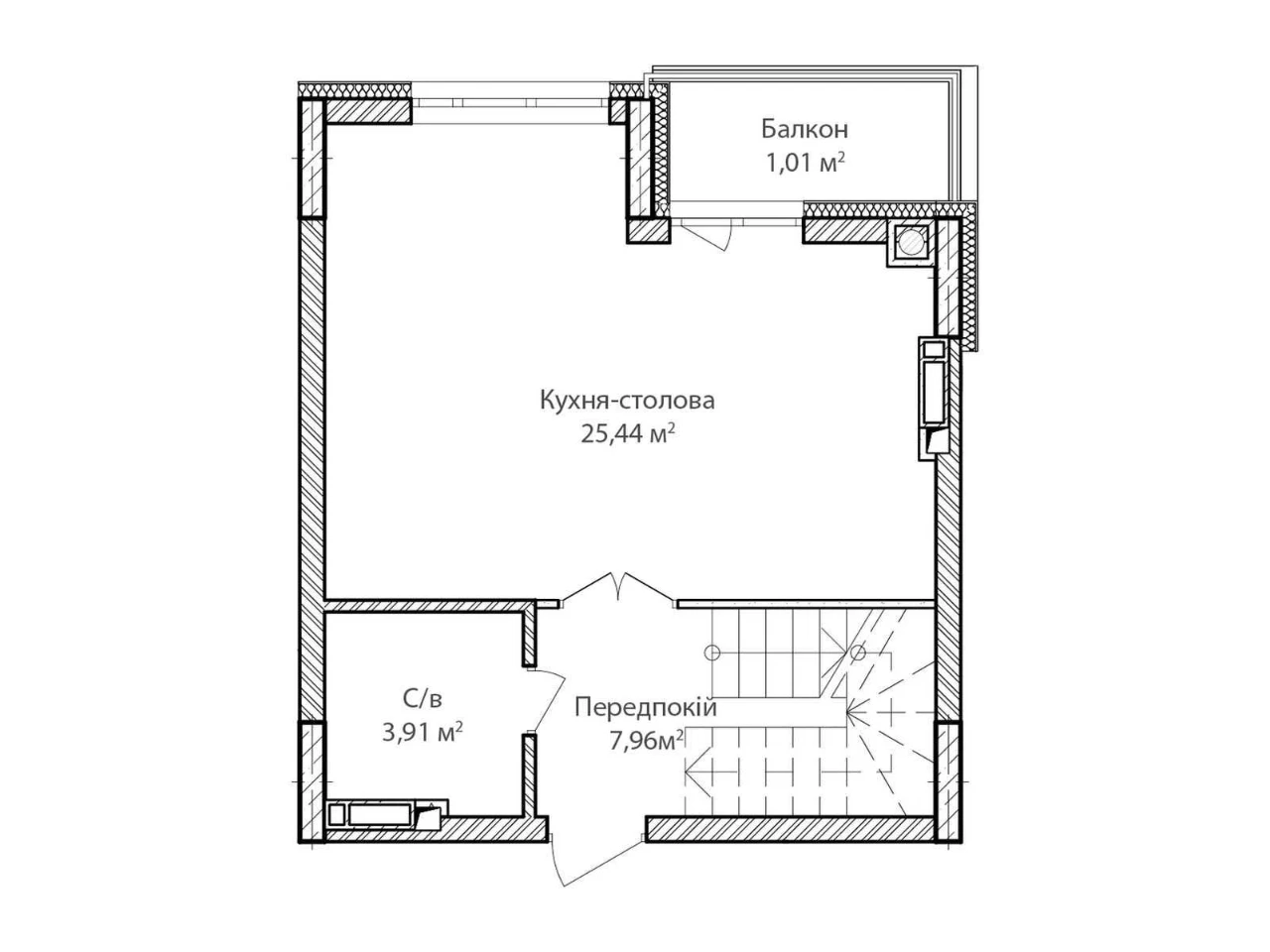 Двокімнатна дворівнева квартира 79,1 м² в Ірпені з терасою
