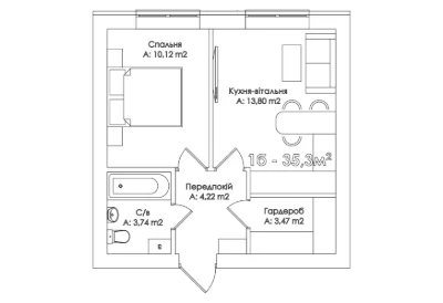 One-bedroom apartment with wardrobe, Certificate! Квартал Соборна Residence