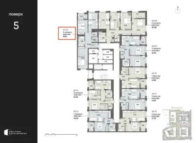 Sale of a 2-bedroom apartment in the modern Resident State residential complex