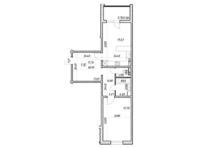 Spacious Euro-apartment 61 sq.m. in the "Desniansky" residential complex (kitchen/living room