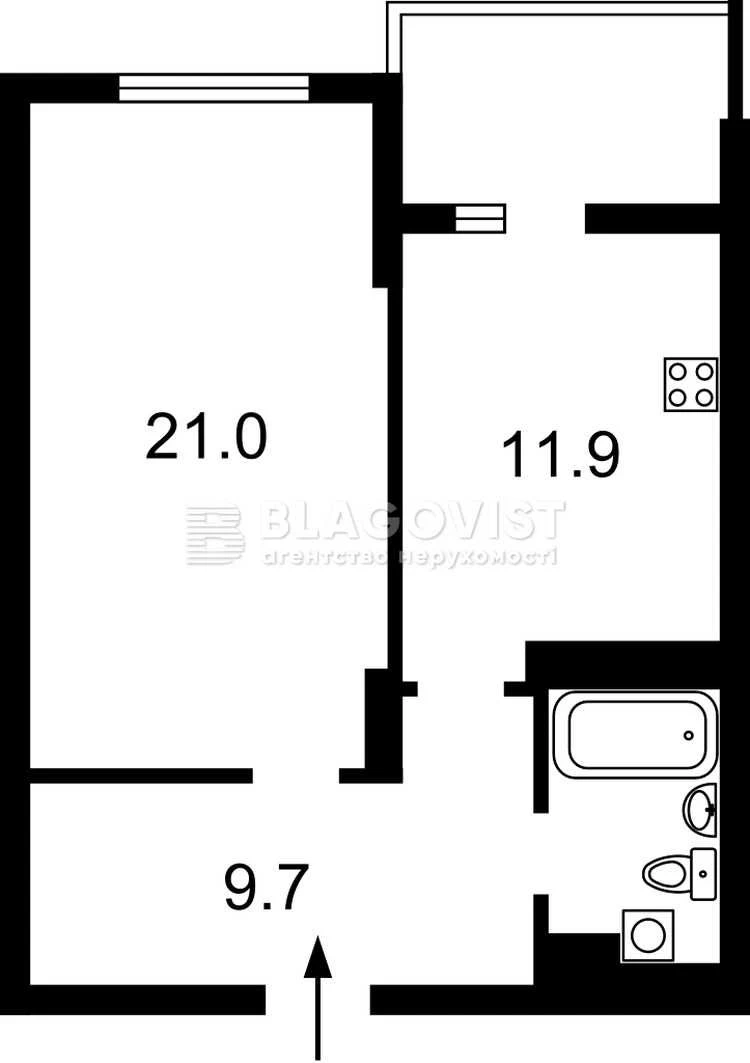 1-bedroom apartment for sale in Rusanivka Gavyn residential complex