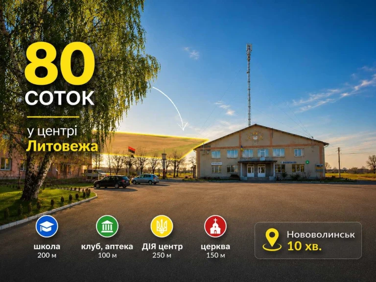 Земельні ділянки за 16 000 $ | 80 соток в центрі села
