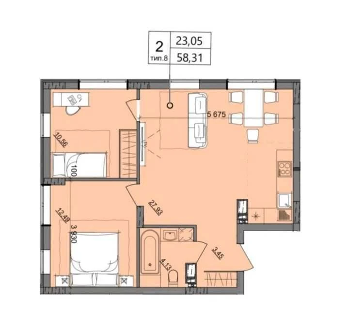 2-bedroom apartment on Saharova