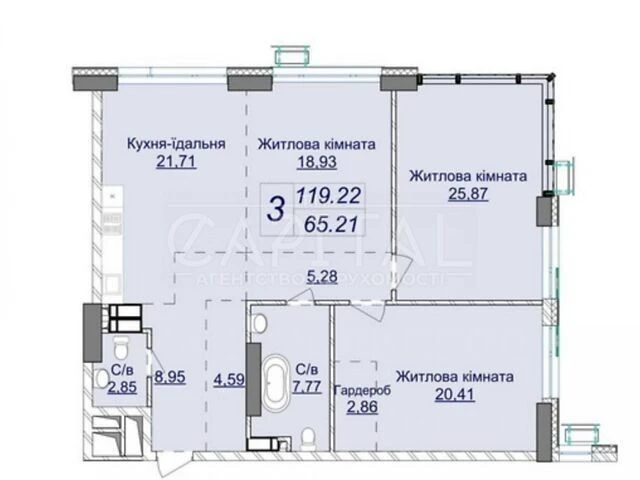 Sale of 3-room apartment 119 sq. m. on Andriy Verkhoglyada St. 22 •