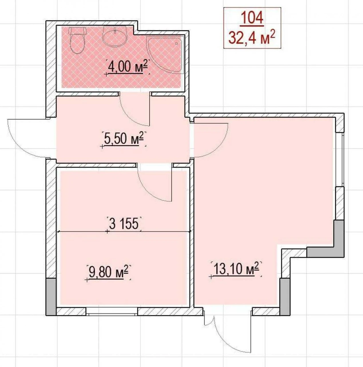 Продаж 2-кімнатного смарт-квартири 32,4 кв.м. в клубном доме