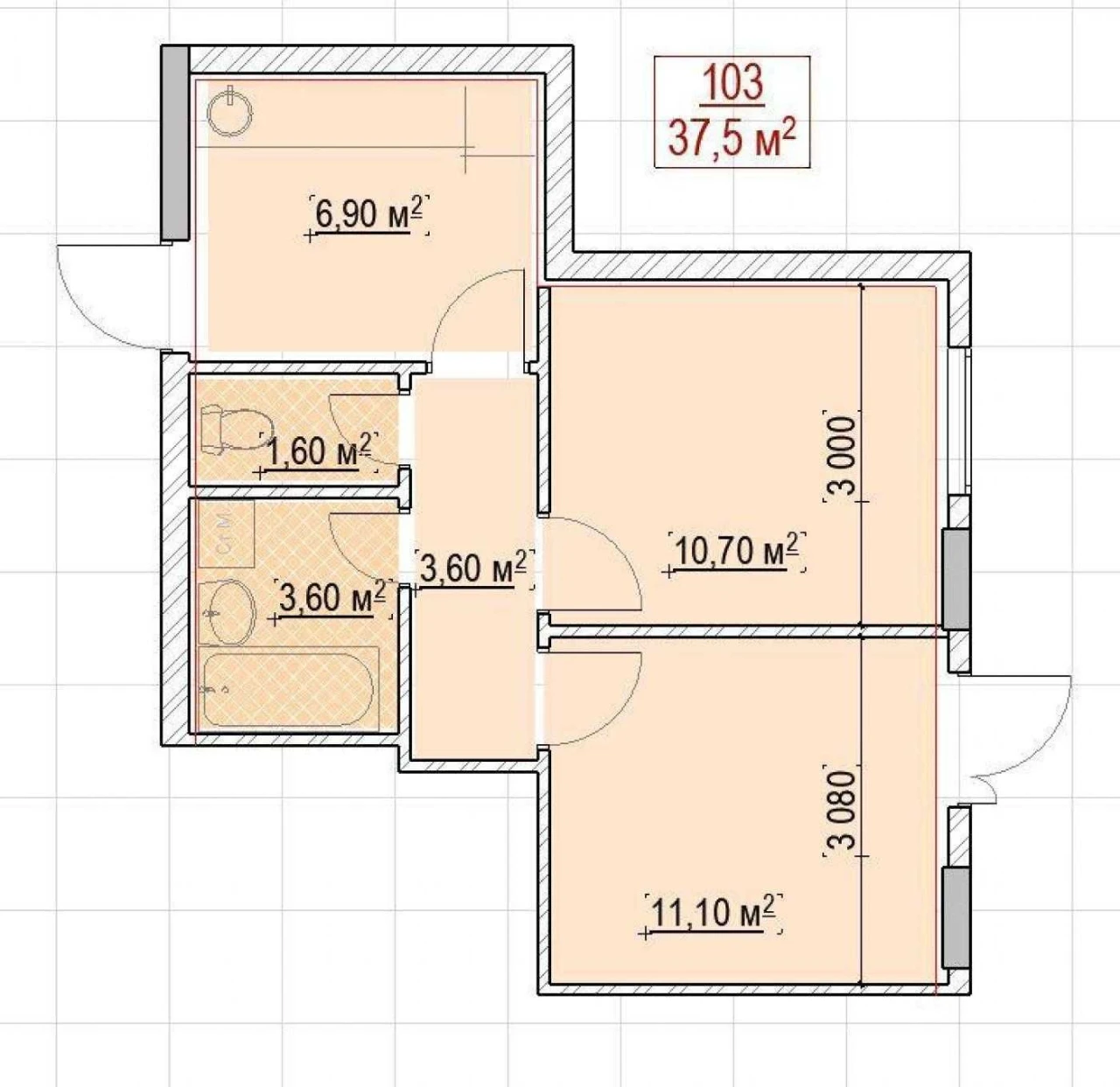 Продаж 2-кімнатного смарт-квартири 37,5 кв.м. в Клубном доме/