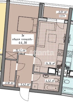 Атмосфера/Аркадія! 1-комнатная квартира 45м², без ремонта