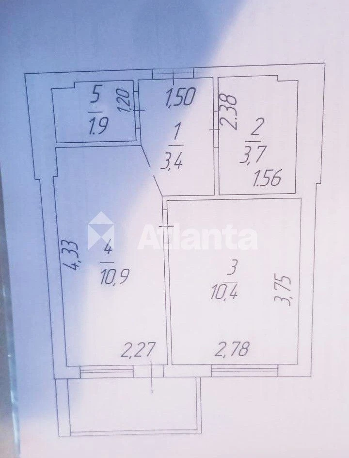 One-bedroom apartment in Akvarel-4 residential complex, 4th floor, 33.3 m²