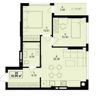 Apartment for Sale: Bright 2-Bedroom Apartment from Developer | Gas