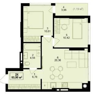 Apartment for Sale: Bright 2-Bedroom Apartment from Developer | Gas