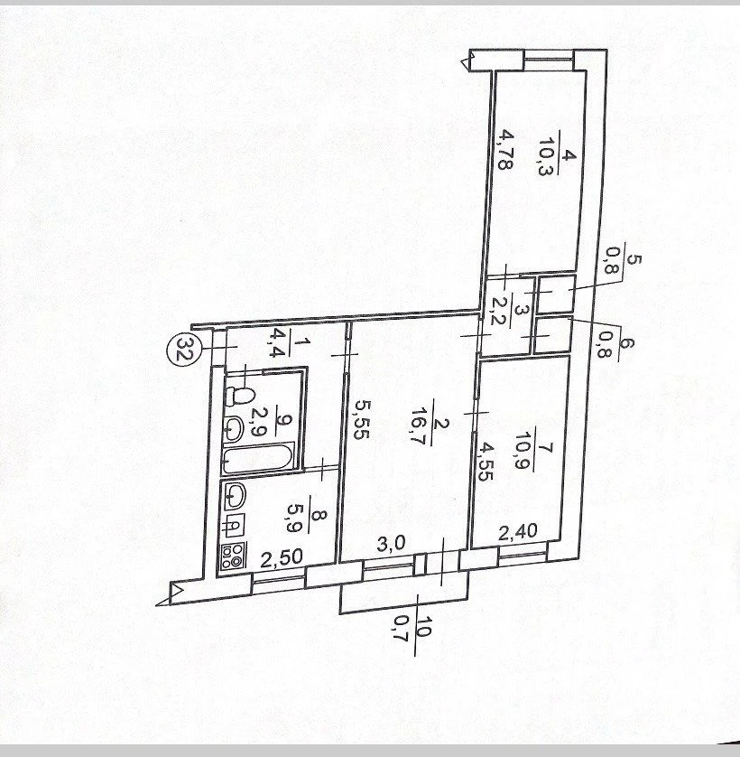 Three-Bedroom Apartment, Kulbakiino, Mykolaiv. Kulbakiino