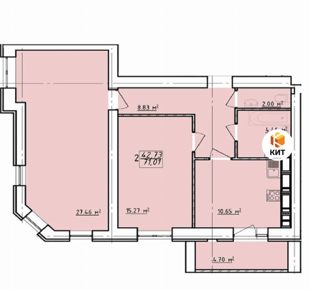 2к. 71 м², Спортивная, Гагарина, Защитников, ЖК Левада 2, м. Левада