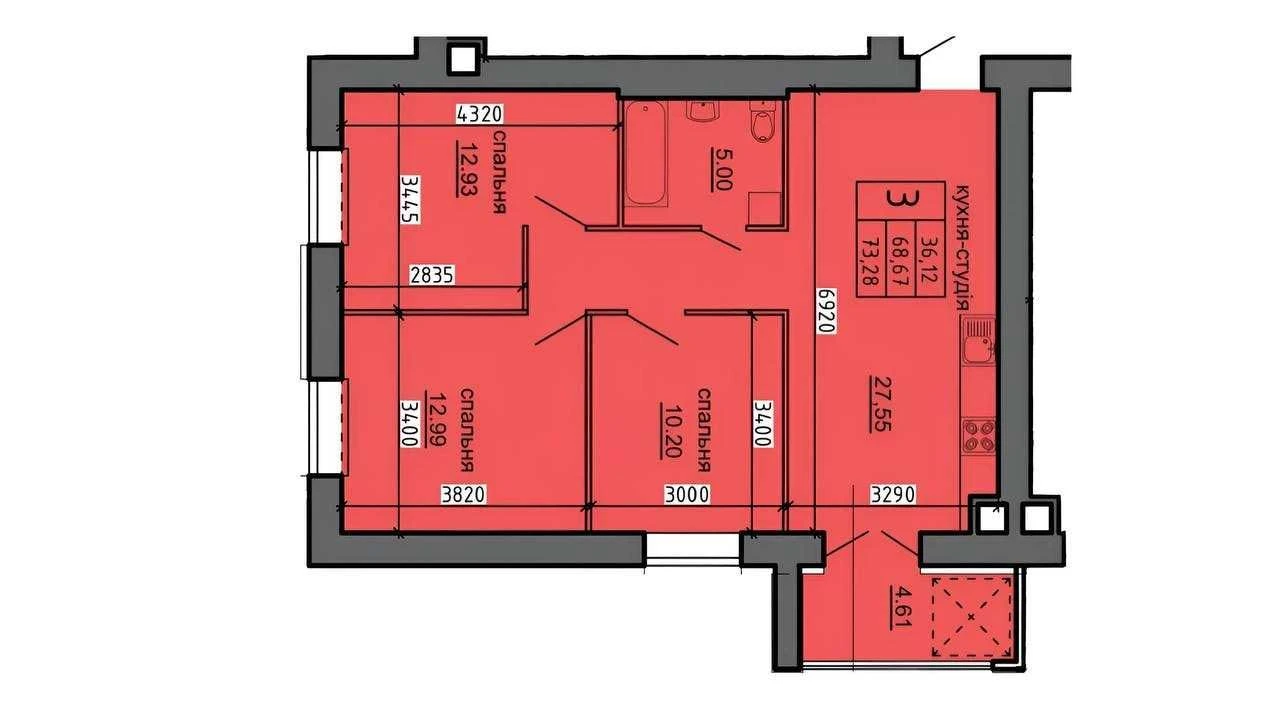 Apartment for sale: 3-room apartment in a new building from the developer