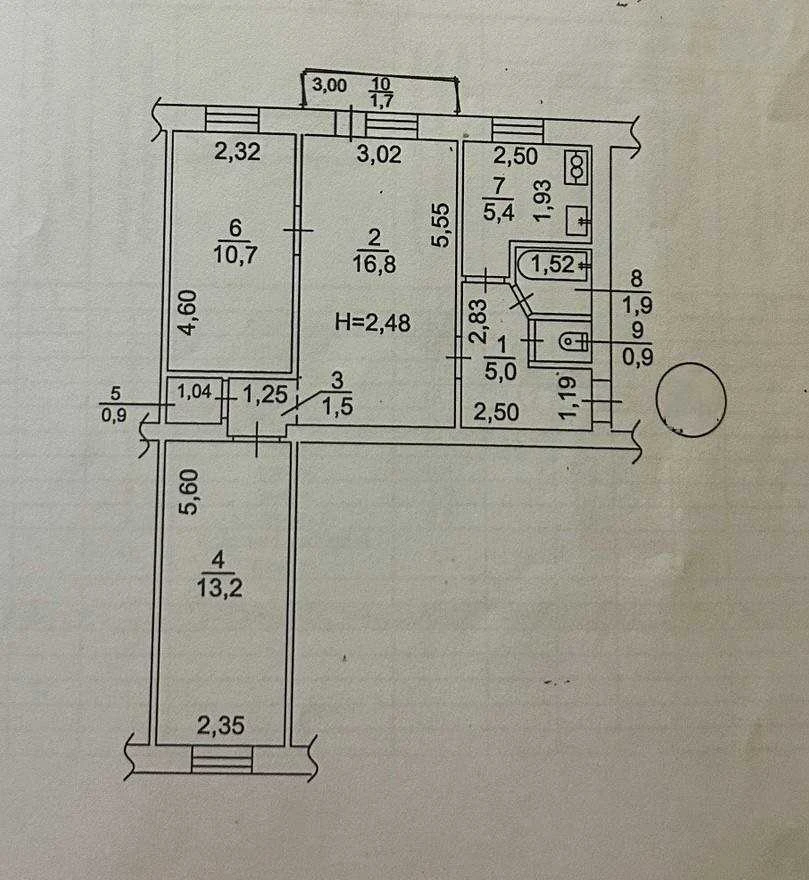 For sale, 3-room apartment (58 sq m) in Kyiv, Solomyan