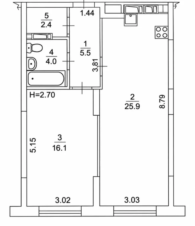 One-bedroom apartment in the New Autograph residential complex