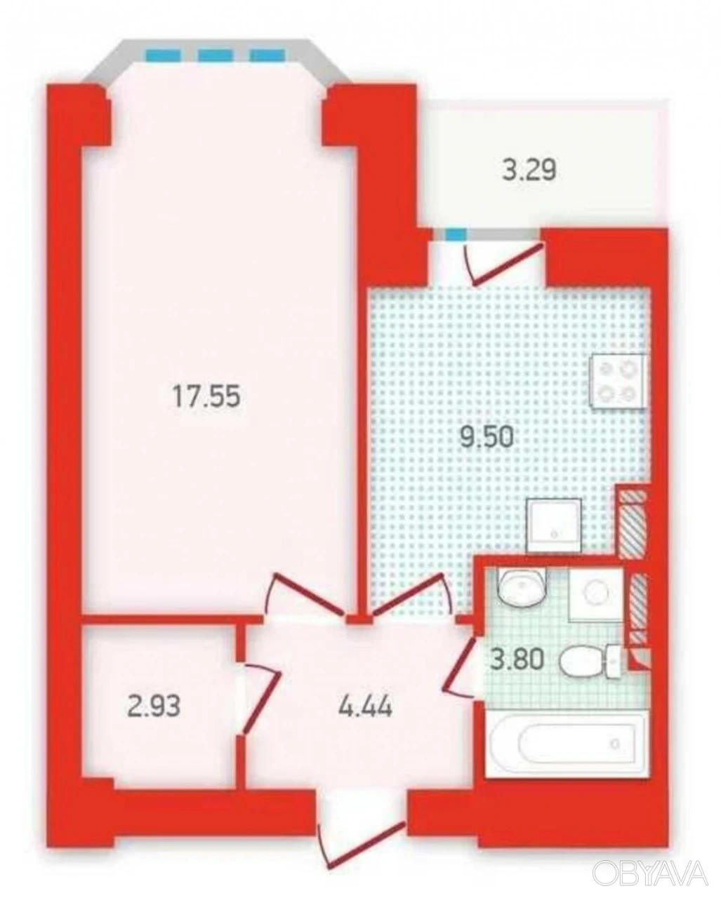 1-bedroom apartment, 39 sq.m