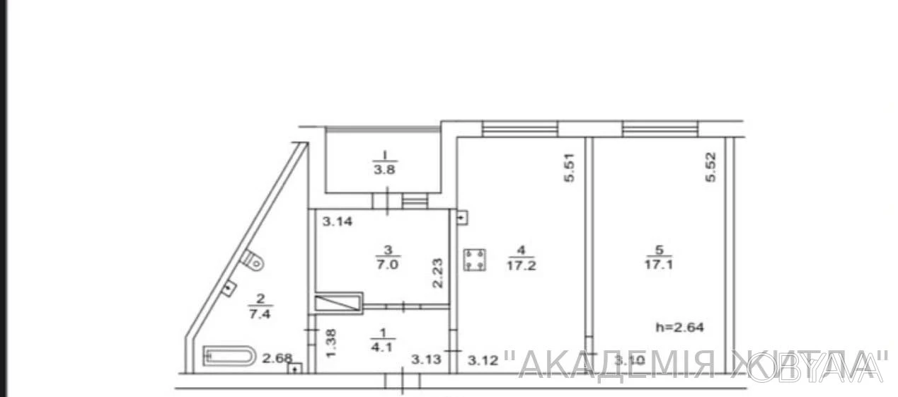2-комнатная квартира, 57 м.кв.