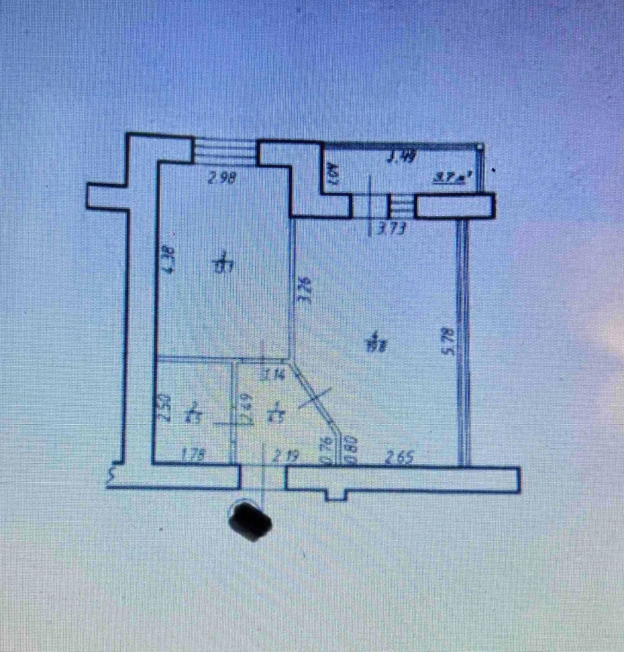 Sale of 1 room apartment 45 m2 near the Arsen shopping center. Industrial gas.