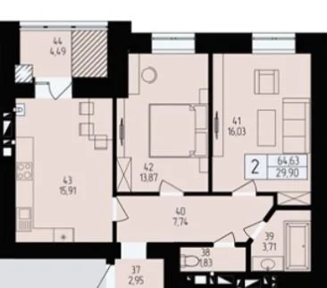 Sale of a 2-bedroom apartment in the European residential complex