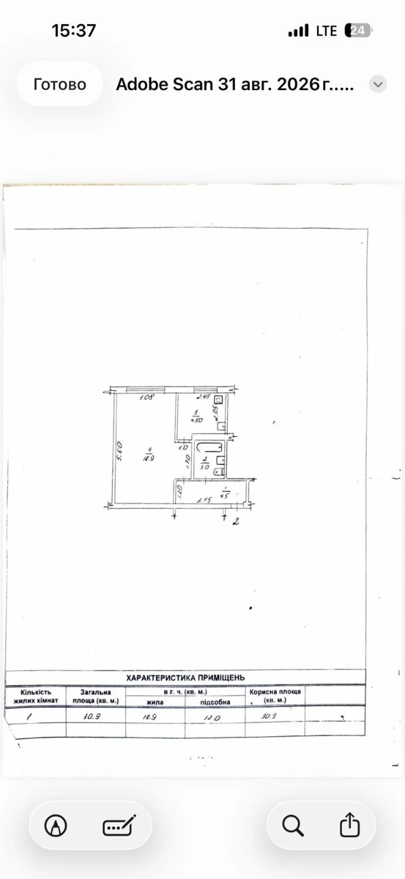 Sale of a 1-room apartment/Center/Boulevard
