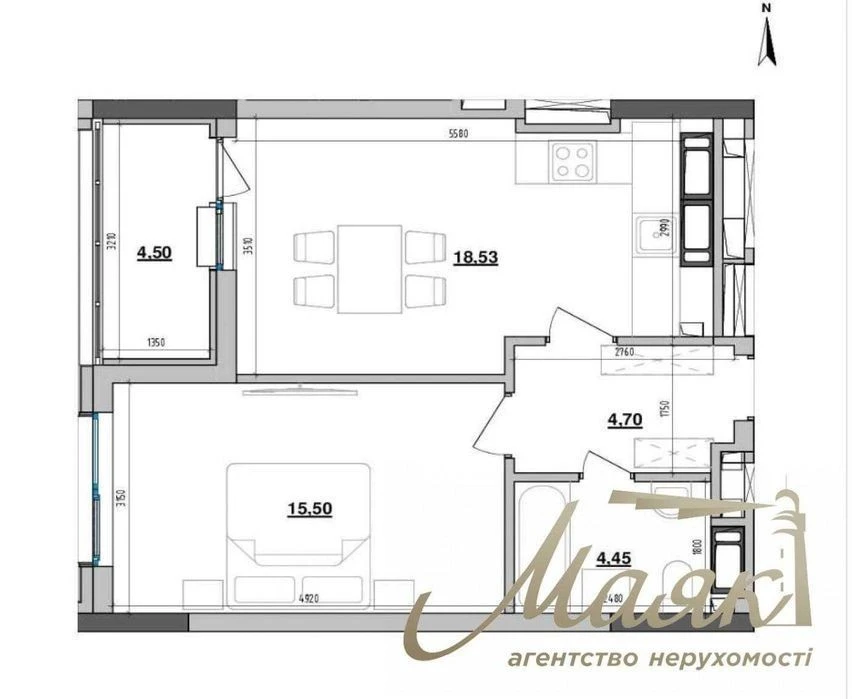 WITHOUT% 1-room apartment for sale in Maxima Residence residential complex | Pechersk