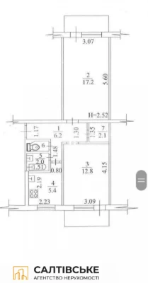 OM-5824 For Sale: 2-room apartment in Saltyevka. Saltyevka